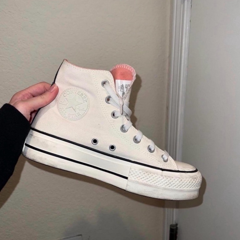 Converse Women's High-Top Sneakers - White and Pink Accents